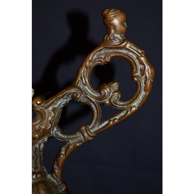 Antique Victorian Cast Metal Ewer Pitcher 12.5” Ornate Bacchus Grape Vines Urn For Sale - Image 9 of 15