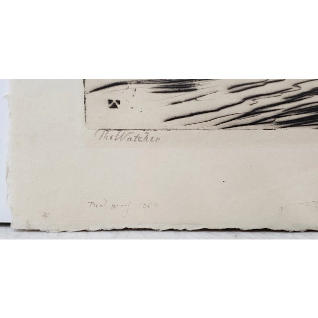 Rodney Thomson (American, 1878-1941) "The Watcher" Drypoint Etching Trial Proof c.1930 Brilliantly detailed drypoint...