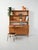 Oak sideboard with bookcase: solid geometric structure, compartment with doors and internal shelf, side drawers, pull-out...