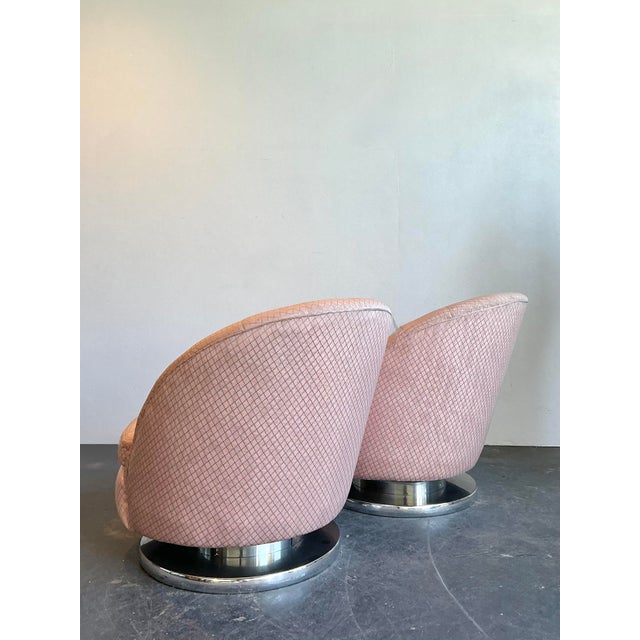 Mid-Century Modern Vintage Milo Baughman for Thayer Coggin Swivel Rocker Chairs - A Pair For Sale - Image 3 of 12
