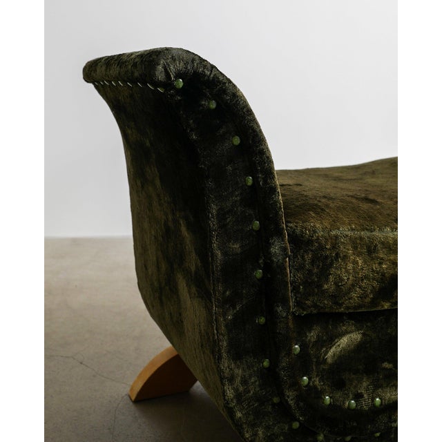 Swedish Mid-Century Modern Sculptural Stool in Greet Velvet, 1950s For Sale - Image 3 of 7