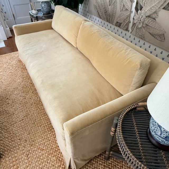 Traditional Skirted Bench Seat Sofa For Sale - Image 3 of 13