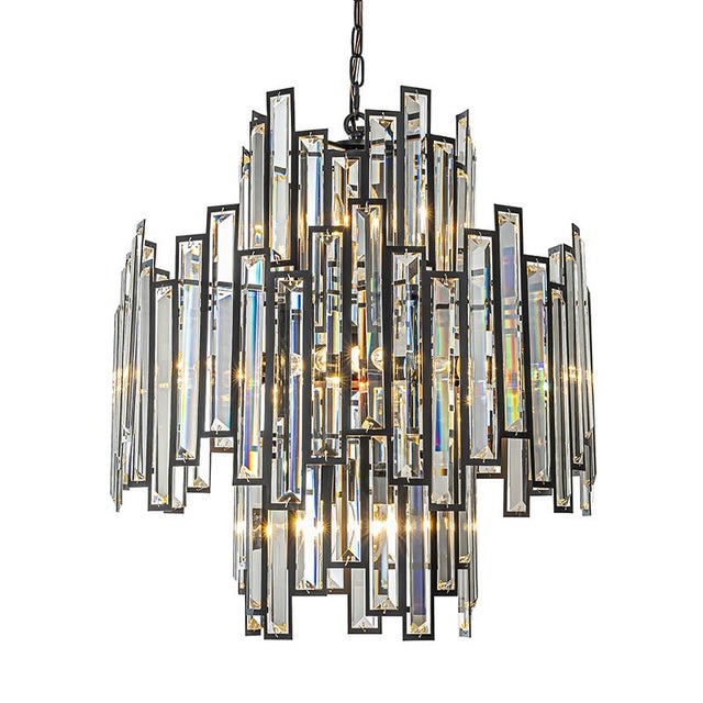 Aloadecor 12-Light 23" Wide Modern and Contemporary Luxury Black Metal With Clear Crystal Chandelier For Sale In Houston - Image 6 of 6