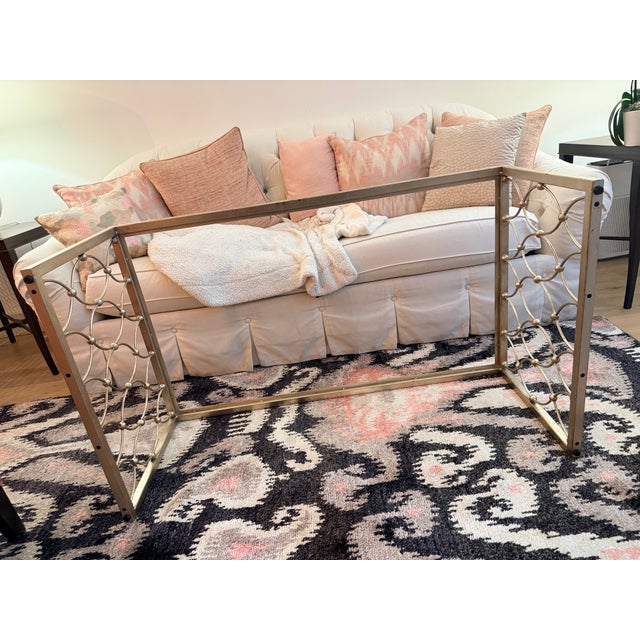 Glass Ethan Allen Attributed Silver Glass Coffee Table For Sale - Image 7 of 8