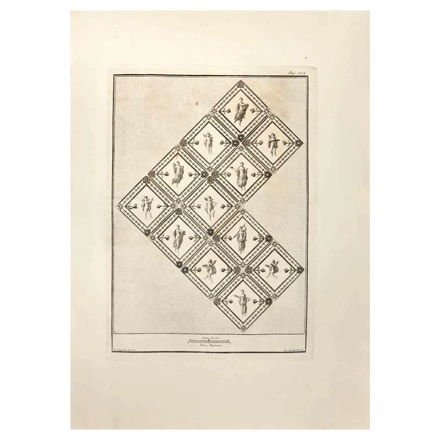 Giuseppe Aloja, Ancient Fresco 1, Etching, 18th Century For Sale