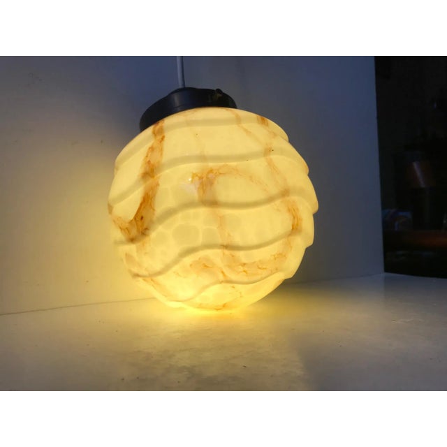 Art Deco Marble Glass & Bakelite Ceiling Lamp, 1920s For Sale - Image 3 of 8