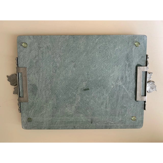 Vintage 1991 Marble Slab Tray with Pewter Etain Zinn Canada For Sale - Image 4 of 10