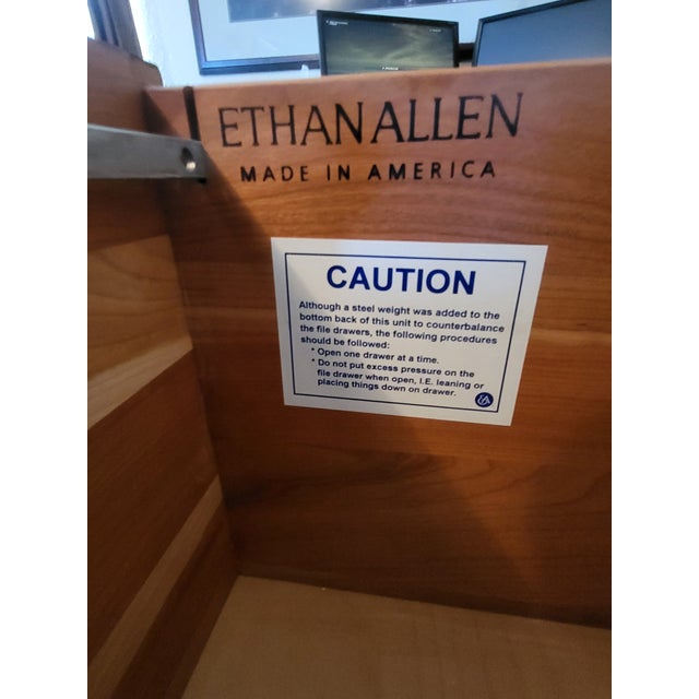 Ethan Allen Two Locking Drawers Lateral File Cabinet Cherry Finish For Sale - Image 12 of 15