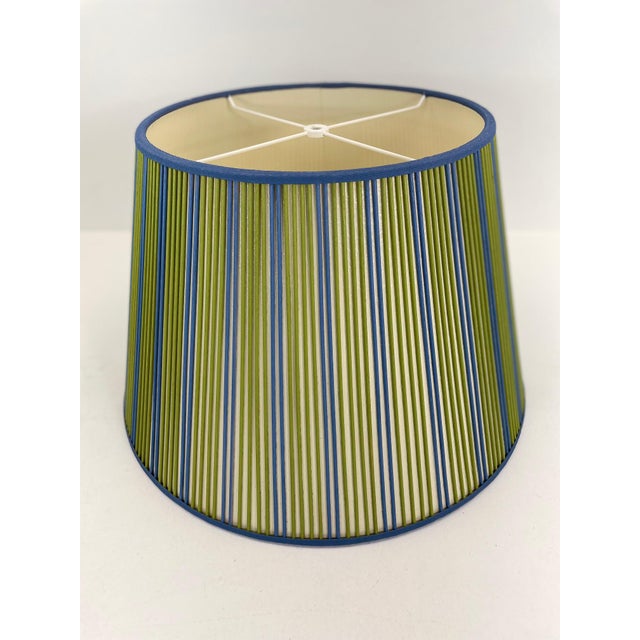 Not Yet Made - Made To Order Celerie Kemble Empire Stick Shade in Two Tone Solid Celery/Denim, 18" For Sale - Image 5 of 5