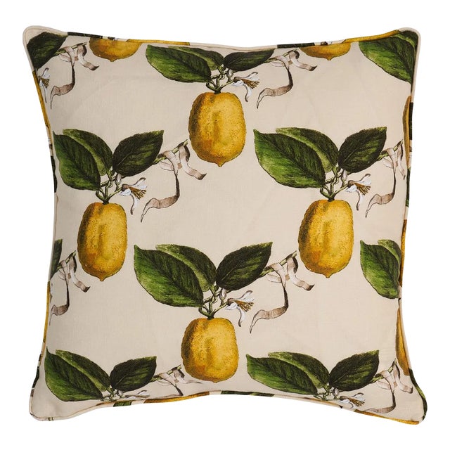 Schumacher x Johnson Hartig Le Citron 20" Pillow in Natural For Sale