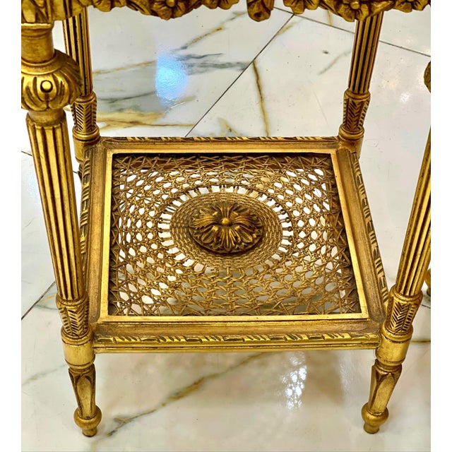 Gold 1990s French Style Marble Topped Side Table Set – Gold Accents, Elegant Design For Sale - Image 8 of 8