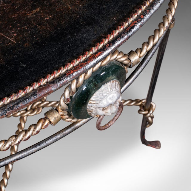 Gray Pair of Vintage Garden Tables, French, Cast Iron, Oval, Veranda, Serving, c.1970 For Sale - Image 8 of 12