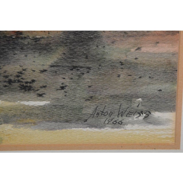 Abstract Anton Weiss Watercolor of Flowers in Frame, 1966 For Sale - Image 3 of 7