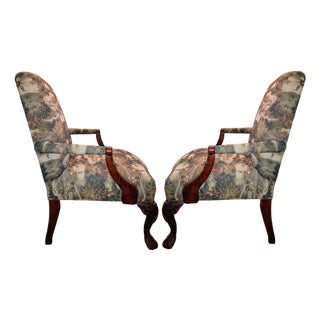 Elevate Your Study or Lounge With a Pair of Vintage Needlepoint Georgian Armchair Set. For Sale