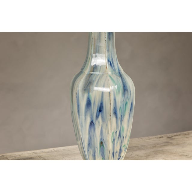 Multi-Color Vase with Blue and Green Drip Accent on Cream Ground For Sale In New York - Image 6 of 12