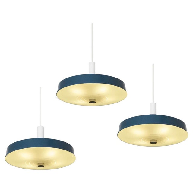 Large Vintage Pendant Lamps in Painted Metal and Opaline Glass, 1960, Set of 3 For Sale - Image 10 of 10