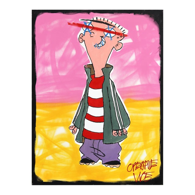 Ed - Pop Art Cartoon Inspired Character Painting on Canvas Original Artwork by Randy Morales For Sale