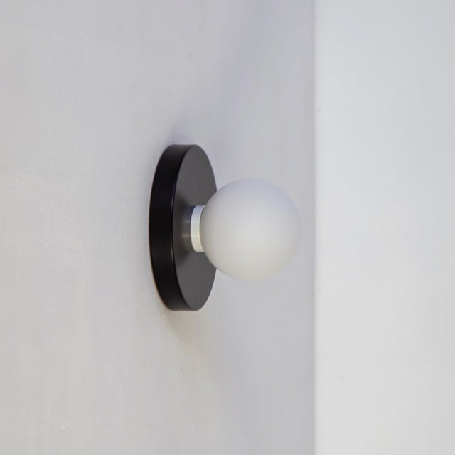 Modern Globe Sconce Black, 3 Inches Glass Globe, by Research.Lighting, Modern, Minimal For Sale - Image 3 of 7