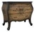 Vintage Louis XV Style Floral Painted Bombe Chest of Drawers With Black Top For Sale