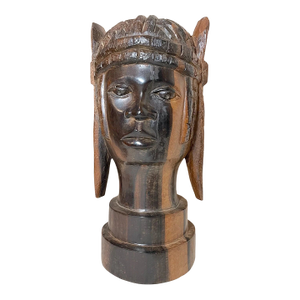 1930s Hand Carved African Tribal Man Ebony Wood Sculpture Statue Bust Figure