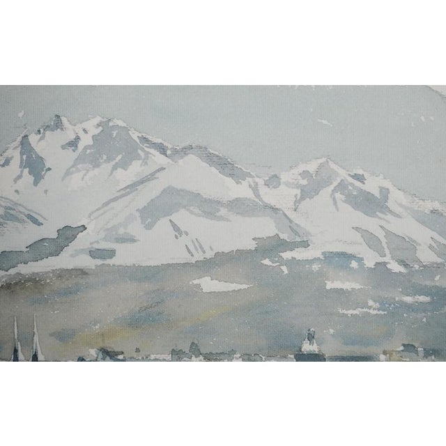 René Leverd, Switzerland, Mont Blanc from Lucerne, Watercolor For Sale - Image 10 of 11