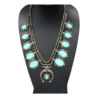 1980s Navajo, Kirk Smith, Squash Blossom Necklace For Sale