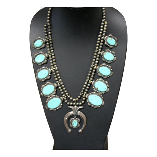 1980s Navajo, Kirk Smith, Squash Blossom Necklace For Sale
