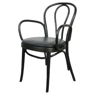 Black Leather No. 18 Chair with Arms by Michael Thonet for Thonet For Sale