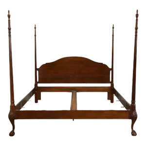 Queen Size, 4 Poster/Canopy Bed Frame, Late 20th Century, Vintage, Henredon, Cherry