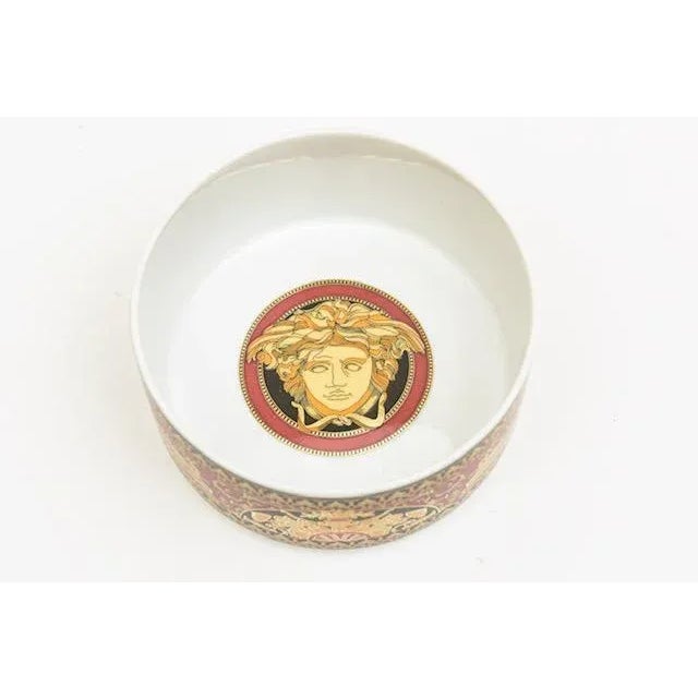 1990's Versace for Rosenthal Medusa Porcelain Box Red, Black, Gold For Sale - Image 9 of 12