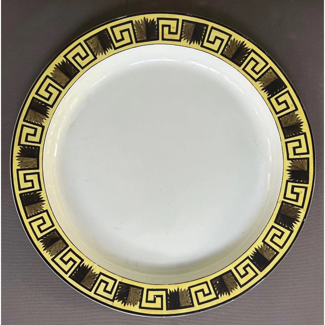 Ceramic Large Antique Early 19th Century English George III Creamware Charger Platter 17.25" Diameter With Greek Key Border Circa 1810 - 1820 For Sale - Image 7 of 11