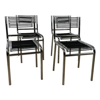 Vintage Sandows 101 Steel Chairs by René Herbst for Pallucco, 1980s, Set of 4 For Sale
