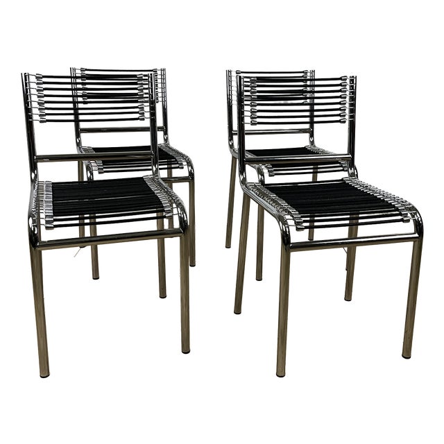 Vintage Sandows 101 Steel Chairs by René Herbst for Pallucco, 1980s, Set of 4 For Sale