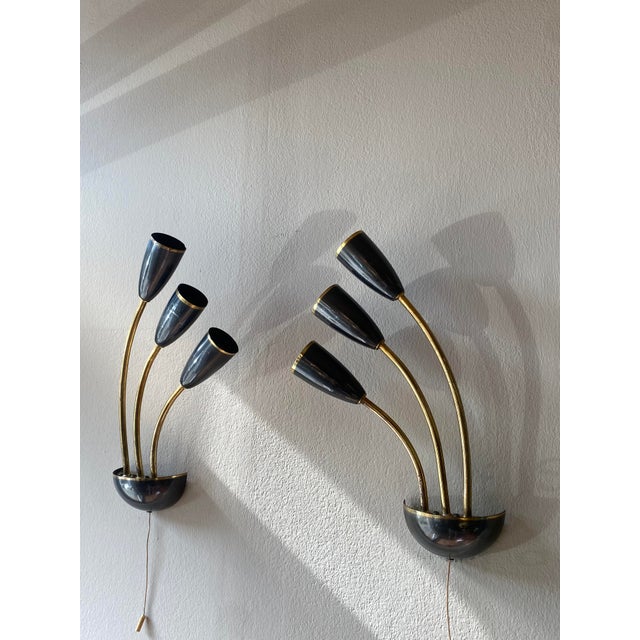 Mid-Century Modern Wall Lights attributed to Stilnovo, Italy, 1955, Set of 2 For Sale - Image 3 of 17