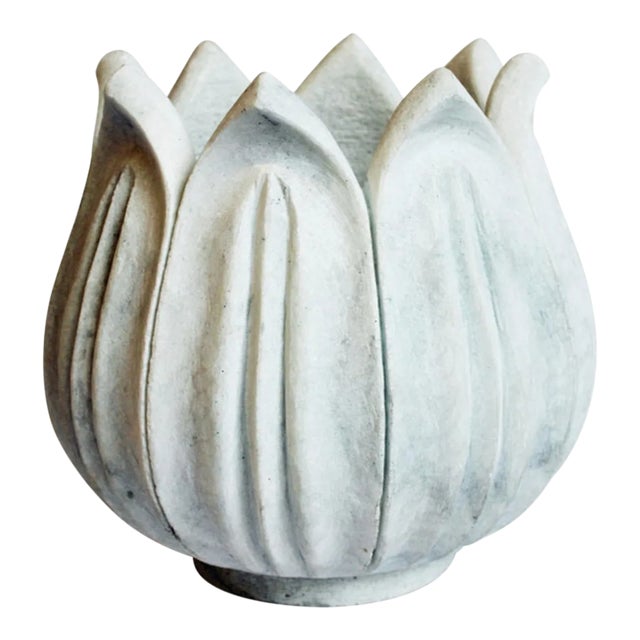 Small White Marble Tulip Pot For Sale