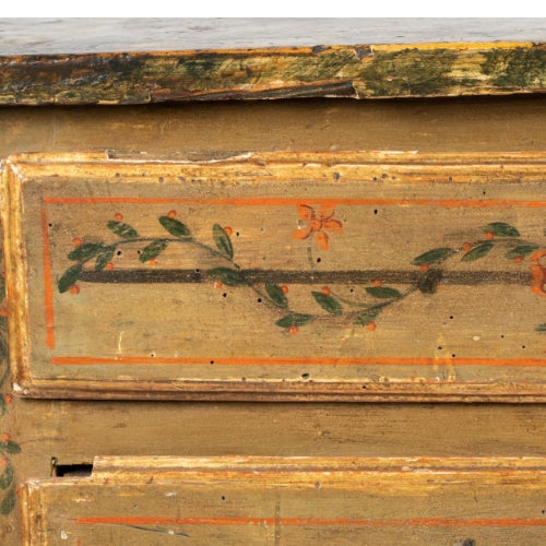 Early 19th Century 19th Century Continental Neoclassic Painted Wood Commode With Faux-Marble Top For Sale - Image 5 of 6