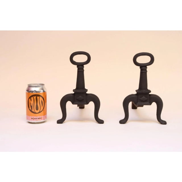 Pair of Petite Arts and Crafts Cast Iron Key Hole Andirons / Fire Dogs For Sale In New York - Image 6 of 12