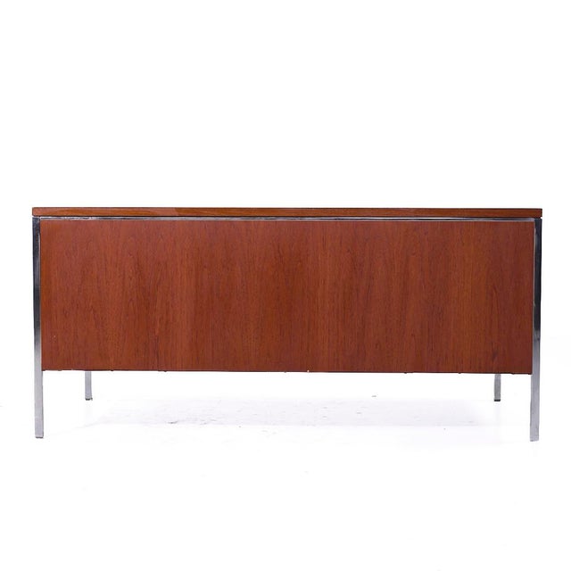 Wood Mid Century Walnut and Chrome Executive Desk For Sale - Image 7 of 10