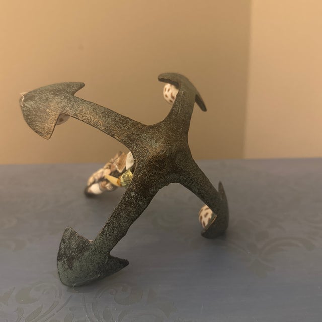 Nautical Resin-Based Anchor Sculpture Adorned With Natural Seashells For Sale - Image 10 of 10