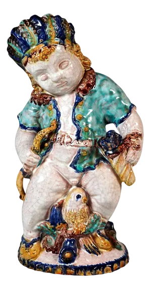 Large Indian Putto attributed to Michael Powolny for Summerhuber, Austria, 1920s