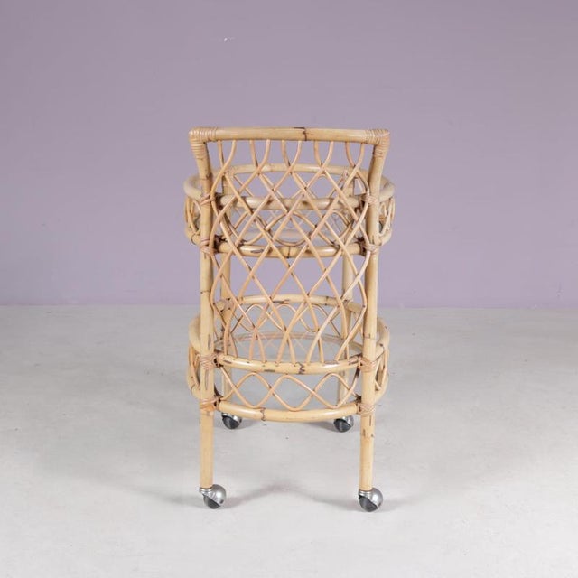 Bamboo Trolley with Glass Tops, Italy, 1950s For Sale - Image 8 of 13