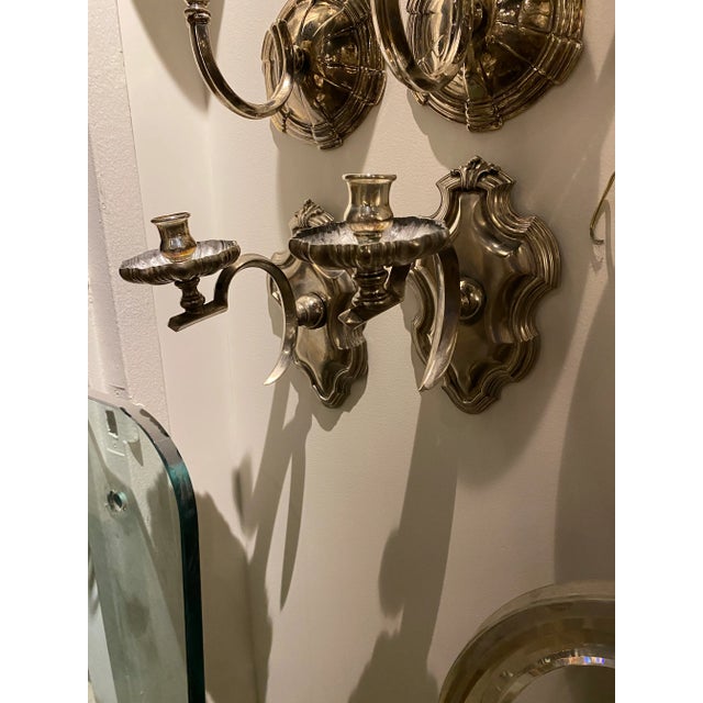 1920s Caldwell Silver Plated Sconces - a Pair For Sale - Image 5 of 7
