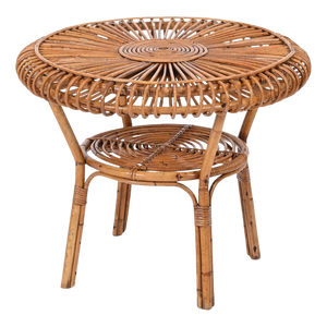 Mid-Century Italian Round Coffee Table in Rattan and Bamboo, Italy, 1960s