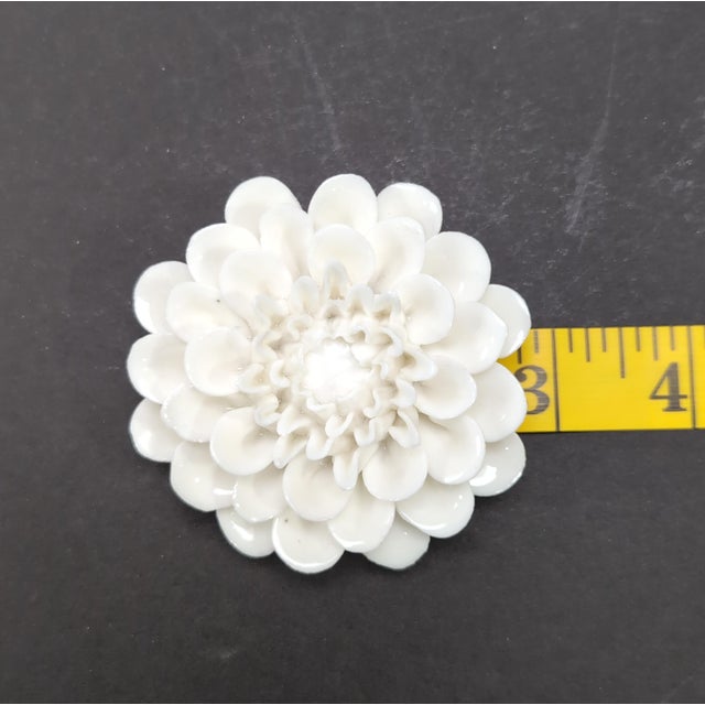 3d Ceramic Porcelain Flower Wall Decor Set - 5 Piece Mixed Floral Wall Hangings Peony Rose Daisy White For Sale - Image 11 of 12