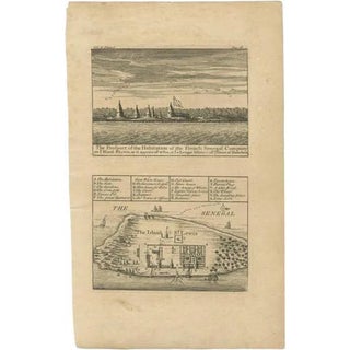 Antique Plan and View of Saint-Louis, Senegal, Africa, 1746 For Sale