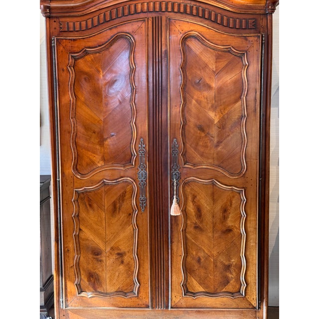 French 18th Century Louis XV Fruitwood Armoire For Sale - Image 3 of 13