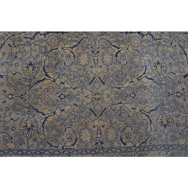 Textile 1920s Antique Gray Floral Shah Abbas Room Size Knotted Wool Persian Tabriz Rug For Sale - Image 7 of 11