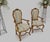 Pair Carved Striped Upholstery Tall Backs Carved Walnut Scallop Design Decorated For Sale - Image 12 of 17