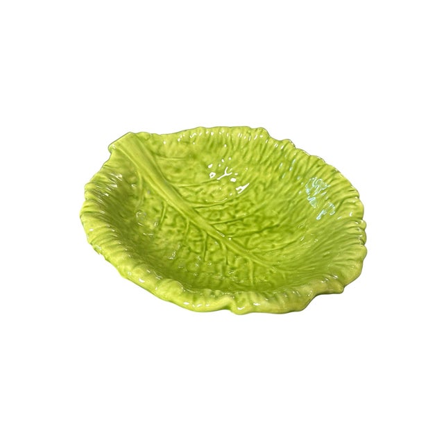 Mid-Century Modern Vintage Ceramic Cabbage Leaf Serving Bowl For Sale - Image 3 of 9