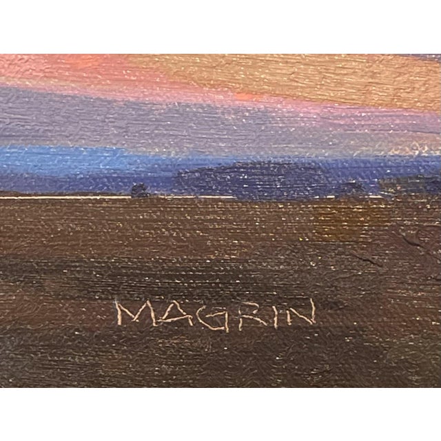 Contemporary Remembering Today by Michael Magrin | Oil on Mounted Linen Sunset Landscape For Sale - Image 3 of 3
